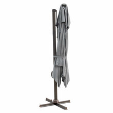 Load image into Gallery viewer, HomeRoots Outdoor Umbrellas 10&#39; Dark Gray Polyester Square Tilt Cantilever Patio Umbrella With Stand