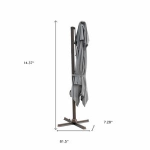 HomeRoots Outdoor Umbrellas 10' Dark Gray Polyester Square Tilt Cantilever Patio Umbrella With Stand