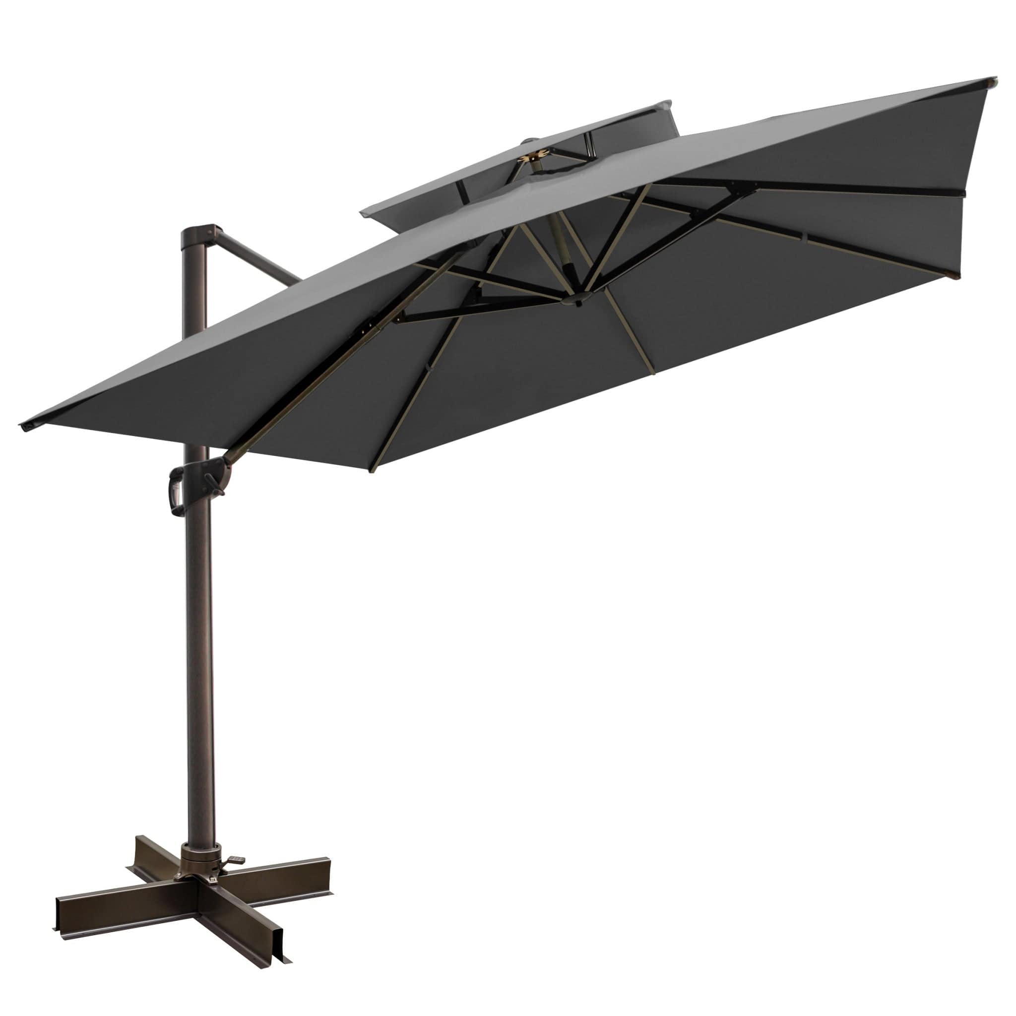 10ft Dark Gray Tilted Cantilever Patio Umbrella With Stand 10ft Dark Gray Tilted Cantilever Patio Umbrella With Stand