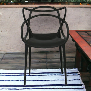 HomeRoots Outdoor Chairs 22" Black Heavy Duty Plastic Indoor Outdoor Dining Chair