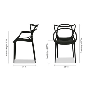 HomeRoots Outdoor Chairs 22" Black Heavy Duty Plastic Indoor Outdoor Dining Chair