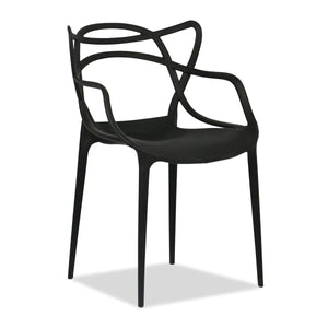 HomeRoots Outdoor Chairs 22" Black Heavy Duty Plastic Indoor Outdoor Dining Chair