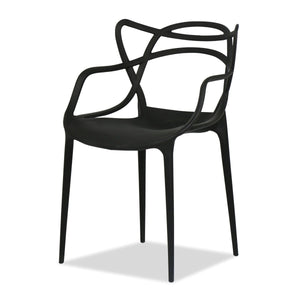 HomeRoots Outdoor Chairs 22" Black Heavy Duty Plastic Indoor Outdoor Dining Chair