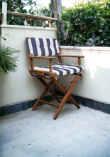 Load image into Gallery viewer, HomeRoots Outdoor Chairs 23&quot; Blue and White Solid Wood Director Chair