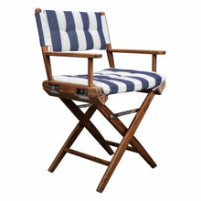 Load image into Gallery viewer, HomeRoots Outdoor Chairs 23&quot; Blue and White Solid Wood Director Chair