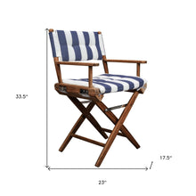 Load image into Gallery viewer, HomeRoots Outdoor Chairs 23&quot; Blue and White Solid Wood Director Chair