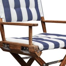 Load image into Gallery viewer, HomeRoots Outdoor Chairs 23&quot; Blue and White Solid Wood Director Chair