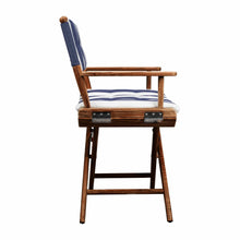 Load image into Gallery viewer, HomeRoots Outdoor Chairs 23&quot; Blue and White Solid Wood Director Chair