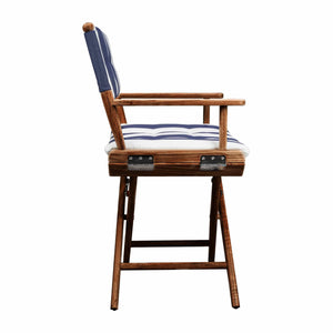 HomeRoots Outdoor Chairs 23" Blue and White Solid Wood Director Chair