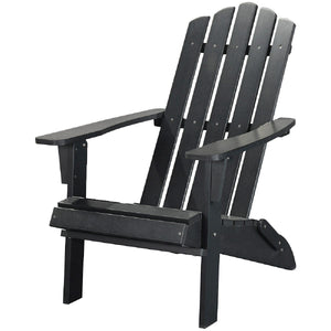 HomeRoots Outdoor Chairs 29" Black Heavy Duty Plastic Outdoor Adirondack Chair