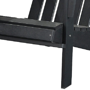 HomeRoots Outdoor Chairs 29" Black Heavy Duty Plastic Outdoor Adirondack Chair