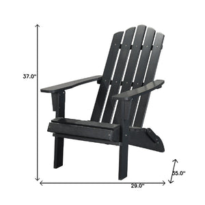 HomeRoots Outdoor Chairs 29" Black Heavy Duty Plastic Outdoor Adirondack Chair