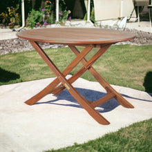 Load image into Gallery viewer, HomeRoots Outdoor Furniture 40&quot; Brown Oval Solid Wood Folding Outdoor Side Table