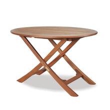 Load image into Gallery viewer, HomeRoots Outdoor Furniture 40&quot; Brown Oval Solid Wood Folding Outdoor Side Table