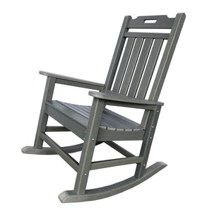 HomeRoots Outdoor Chairs 42" Gray Heavy Duty Plastic Indoor Outdoor Rocking Chair