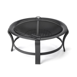 HomeRoots Outdoor Fireplaces and Firepits Black Contemporary Round Wood Burning Fire Pit