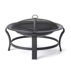 HomeRoots Outdoor Fireplaces and Firepits Black Contemporary Round Wood Burning Fire Pit