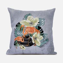 Load image into Gallery viewer, HomeRoots Outdoor Pillows Green &amp; Orange Flamingo Outdoor Throw Pillow Essential