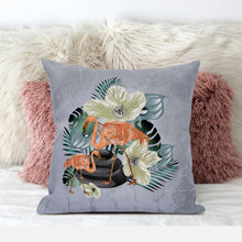 Load image into Gallery viewer, HomeRoots Outdoor Pillows Green &amp; Orange Flamingo Outdoor Throw Pillow Essential