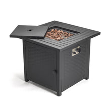 Load image into Gallery viewer, HomeRoots Outdoor Fireplaces and Firepits Matte Black Square Propane Fire Pit with Cover