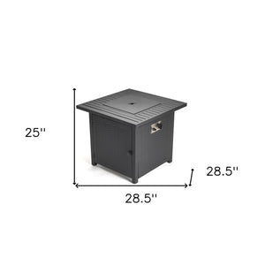 HomeRoots Outdoor Fireplaces and Firepits Matte Black Square Propane Fire Pit with Cover