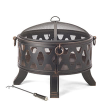 Load image into Gallery viewer, HomeRoots Outdoor Fireplaces and Firepits Rustic Brushed Black and Bronze Steel Wood Burning Fire Pit