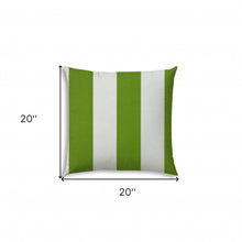 Load image into Gallery viewer, HomeRoots Outdoor Pillows Striped Green &amp; Ivory Outdoor Throw Pillow Essential