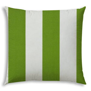 HomeRoots Outdoor Pillows Striped Green & Ivory Outdoor Throw Pillow Essential