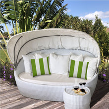 Load image into Gallery viewer, HomeRoots Outdoor Pillows Striped Green &amp; Ivory Outdoor Throw Pillow Essential