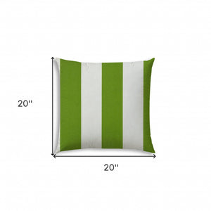 HomeRoots Outdoor Pillows Striped Green & Ivory Outdoor Throw Pillow Essential