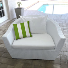 Load image into Gallery viewer, HomeRoots Outdoor Pillows Striped Green &amp; Ivory Outdoor Throw Pillow Essential