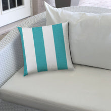 Load image into Gallery viewer, HomeRoots Outdoor Pillows Striped Turquoise Outdoor Throw Pillow Essential