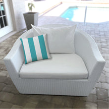 Load image into Gallery viewer, HomeRoots Outdoor Pillows Striped Turquoise Outdoor Throw Pillow Essential