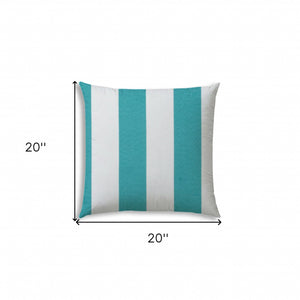 HomeRoots Outdoor Pillows Striped Turquoise Outdoor Throw Pillow Essential