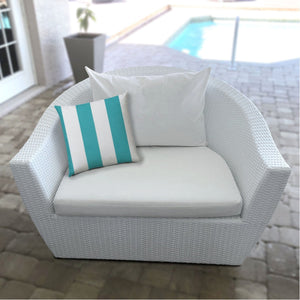 HomeRoots Outdoor Pillows Striped Turquoise Outdoor Throw Pillow Essential