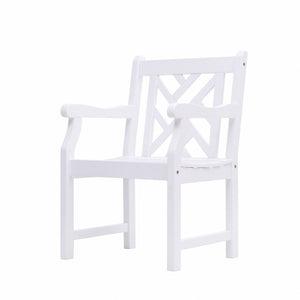 HomeRoots Outdoor Chairs The Diamond | White Wood Patio Armchair