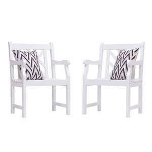 HomeRoots Outdoor Chairs The Diamond | White Wood Patio Armchair