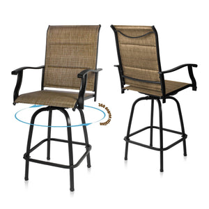 HomeRoots Outdoor Chairs The Zen Garden | Brown Swivel Outdoor Bar Stools Set