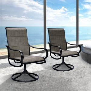 HomeRoots Outdoor Chairs The Zen Garden | Gray Padded Swivel Patio Chairs | Set