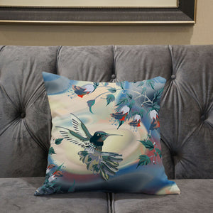 HomeRoots Outdoor Pillows Yellow & Blue Hummingbird Outdoor Throw Pillow Essential