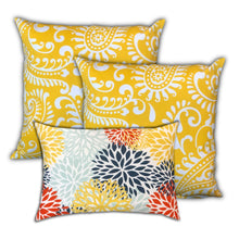 Load image into Gallery viewer, HomeRoots Outdoor Pillows Yellow Floral Outdoor Throw Pillow Essential Set