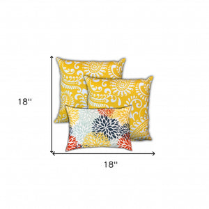 HomeRoots Outdoor Pillows Yellow Floral Outdoor Throw Pillow Essential Set