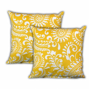 HomeRoots Outdoor Pillows Yellow Floral Outdoor Throw Pillow Essential Set