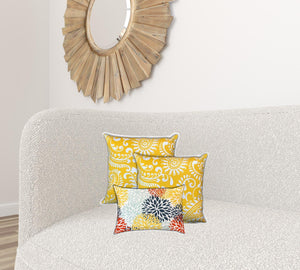 HomeRoots Outdoor Pillows Yellow Floral Outdoor Throw Pillow Essential Set