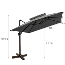 Load image into Gallery viewer, HomeRoots Outdoor Umbrellas 10ft Dark Gray Tilted Cantilever Patio Umbrella With Stand