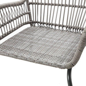 Great Gear Lounge Outdoor Furniture Gray Faux Rattan and Navy Stripe Outdoor Chair and Table Set