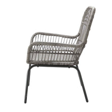 Load image into Gallery viewer, Great Gear Lounge Outdoor Furniture Gray Faux Rattan and Navy Stripe Outdoor Chair and Table Set