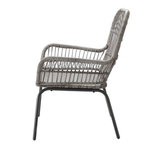 Great Gear Lounge Outdoor Furniture Gray Faux Rattan and Navy Stripe Outdoor Chair and Table Set