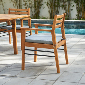 HomeRoots Outdoor Chairs Light Wood Dining Chair With Metal Supports