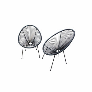 Great Gear Lounge Outdoor Chairs Set of Two Black Mod Indoor Outdoor String Chairs